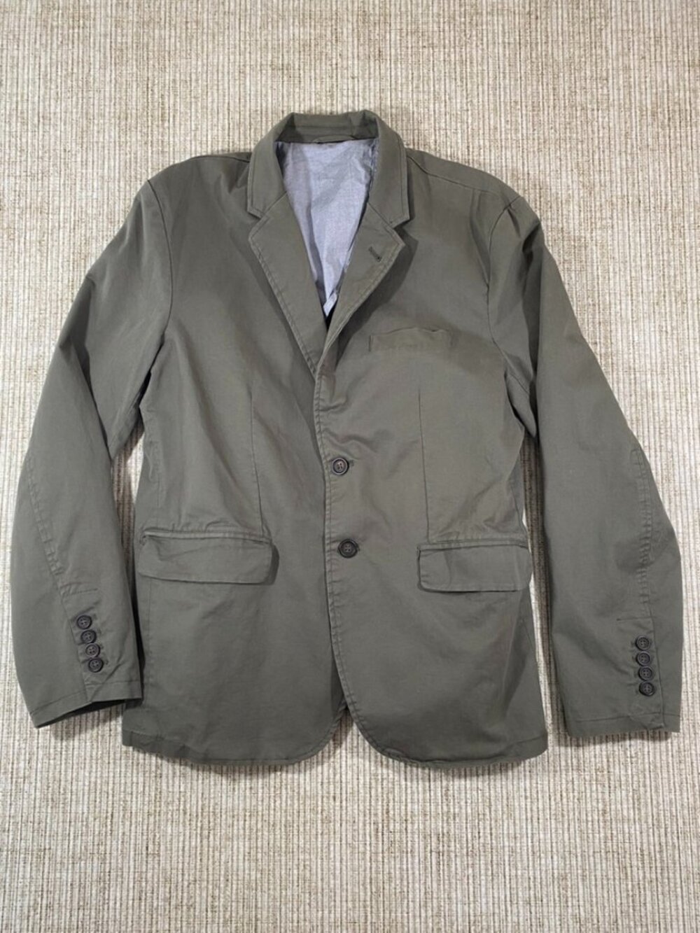 Frank & Oak Men's Olive Green Cotton Casual Blazer Jacket Size 40